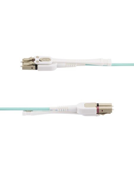 Cable de Fibra Óptica Multimodo LC a LC (UPC) OM4 de 4m - con Pestillos - 50/125µm - Redes de 100G - Resistente a los Dobleces 